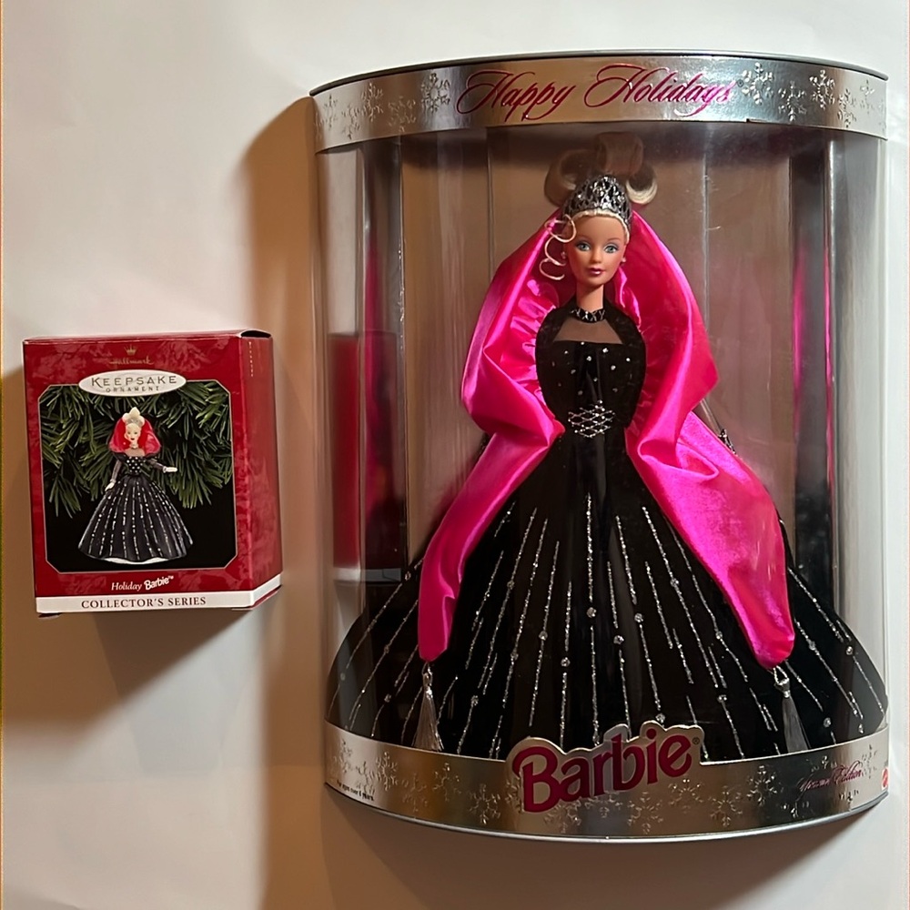 Vintage 1998 Happy Holidays Barbie Doll Special Edition Mattel & Ornament